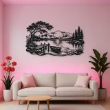 Calm Lake Ripples Metal Wall Art | Nature Silhouette Decor