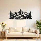 Pine Framed Summit Metal Wall Art | Nature Silhouette Decor