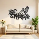 Sparrow Family Metal Wall Art | Wildlife Silhouette Decor