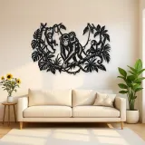 Monkey Jungle Vine Metal Wall Art | Wildlife Silhouette Decor