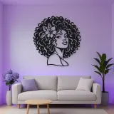 Afro Silhouette Face Metal Wall Art | Minimalist Woman Line Art