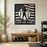 Personalized Female Softball Player Bat on Shoulder Metal Wall Art - lifestyle view 4