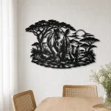 Rhino Savanna Metal Wall Art | Wildlife Silhouette Decor - lifestyle view 4