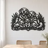 Golden Retriever Family Metal Wall Art | Pet Lover Silhouette Decor - lifestyle view 4