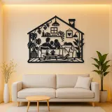 Minimal House Family Metal Wall Art | Family Silhouette Decor