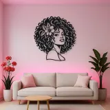 Afro Silhouette Face Metal Wall Art | Minimalist Woman Line Art