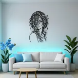 Leaf Veil Face Metal Wall Art | Minimalist Woman Line Art