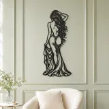 Long Hair Back Pose Metal Wall Art | Movement Silhouette Decor - lifestyle view 2