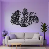 Microphone Melody Metal Wall Art | Music Room Wall Decor