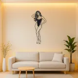 Standing Contrapposto Metal Wall Art | Minimalist Woman Line Art