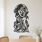 Muse with Flower Metal Wall Art | Minimalist Woman Line Art - lifestyle view 4