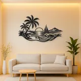 Beach Palm Horizon Metal Wall Art | Coastal and Nautical Wall Decor