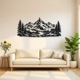 Pine Framed Summit Metal Wall Art | Nature Silhouette Decor