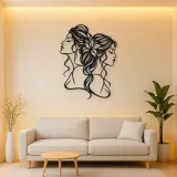 Two Faces One Line Metal Wall Art | Romantic Couple Decor