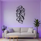 Abstract Face Fusion Metal Wall Art | Minimalist Woman Line Art