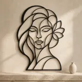 Geometric Face Muse Metal Wall Art | Minimalist Woman Line Art - lifestyle view 3