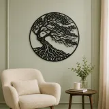 Windblown Tree Metal Wall Art | Botanical Metal Wall Decor - lifestyle view 2