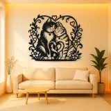 Two Cats in Love Metal Wall Art | Pet Lover Silhouette Decor