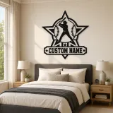 Personalized Baseball Batter Star Badge Metal Wall Art - lifestyle view 2