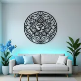 Om Lotus Circle Metal Wall Art | Botanical Metal Wall Decor