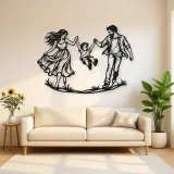 Parents Child Swing Metal Wall Art | Family Silhouette Decor