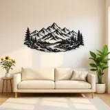 Cabin below the Peaks Metal Wall Art | Nature Silhouette Decor