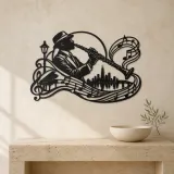 Clarinet Jazz Arc Metal Wall Art | Music Room Wall Decor - lifestyle view 3