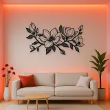 Magnolia Branch Metal Wall Art | Botanical Metal Wall Decor