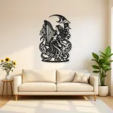 Harp Moon Curve Metal Wall Art | Music Room Wall Decor
