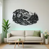 Forest Cabin Retreat Metal Wall Art | Nature Silhouette Decor