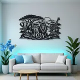 Safari Animal Horizon Metal Wall Art | Wildlife Silhouette Decor