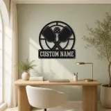 Personalized Pickleball Paddle Metal Wall Art with Court Lines - lifestyle view 4