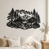 Arte mural de metal Whispering Pine Forest | Decoración de silueta de naturaleza