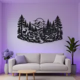 Deer in the Pines Metal Wall Art | Wildlife Silhouette Decor
