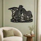 Zebra Pair Metal Wall Art | Wildlife Silhouette Decor - lifestyle view 2