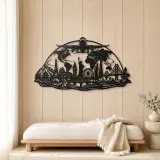 Airplane World Arc Metal Wall Art | Travel and City Wall Decor - lifestyle view 5