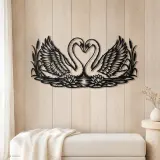 Swan Heart Pair Metal Wall Art | Wildlife Silhouette Decor - lifestyle view 5