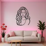 Wavy Hair Beauty Metal Wall Art | Minimalist Woman Line Art
