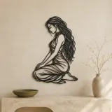 Kneeling Side Pose Metal Wall Art | Movement Silhouette Decor - lifestyle view 3