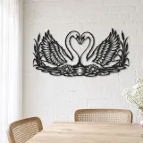 Swan Heart Pair Metal Wall Art | Wildlife Silhouette Decor - lifestyle view 4
