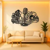 Microphone Melody Metal Wall Art | Music Room Wall Decor