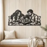 Bedtime Story Family Metal Wall Art | Family Silhouette Decor - lifestyle view 5
