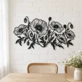 Poppy Field Line Metal Wall Art | Botanical Metal Wall Decor - lifestyle view 4