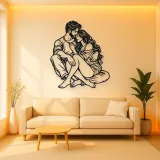 Seated Cuddle Metal Wall Art | Romantic Couple Decor