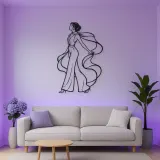 Silk Scarf Profile Metal Wall Art | Minimalist Woman Line Art