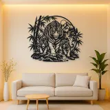 Tiger Bamboo Flow Metal Wall Art | Wildlife Silhouette Decor