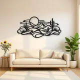 Layered Desert Curves Metal Wall Art | Nature Silhouette Decor