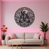 Lotus Moon Woman Metal Wall Art | Minimalist Woman Line Art