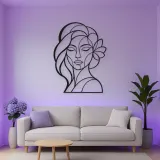 Geometric Face Muse Metal Wall Art | Minimalist Woman Line Art