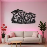 Elephant Family Walk Metal Wall Art | Wildlife Silhouette Decor